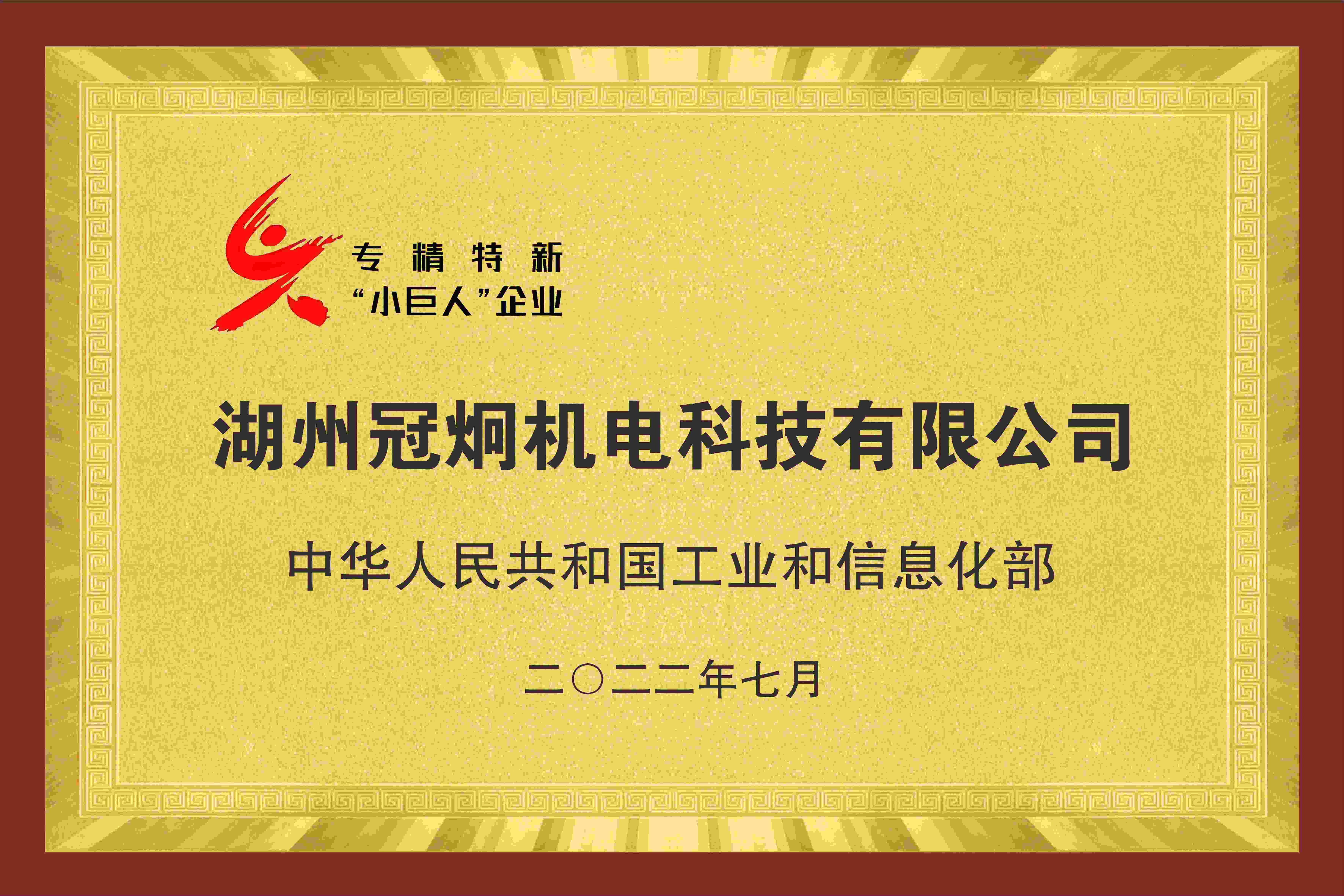 2022年荣获：专精特新“小巨人”企业
